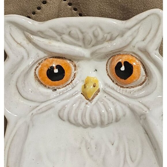 4.5 Inch White Owl Pottery Trinket Dish Made in Italy - Picture 5 of 5